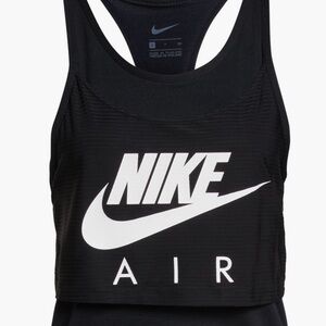 Nike Black and White Air Graphic Layered Running Tank